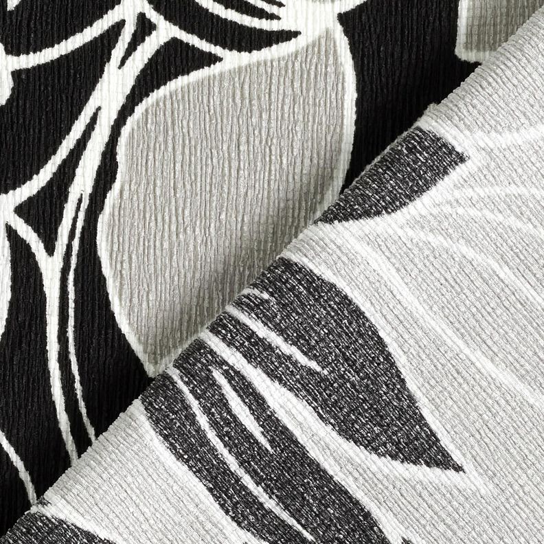Stretch crepe store blomster – sort/lysegrå,  image number 4