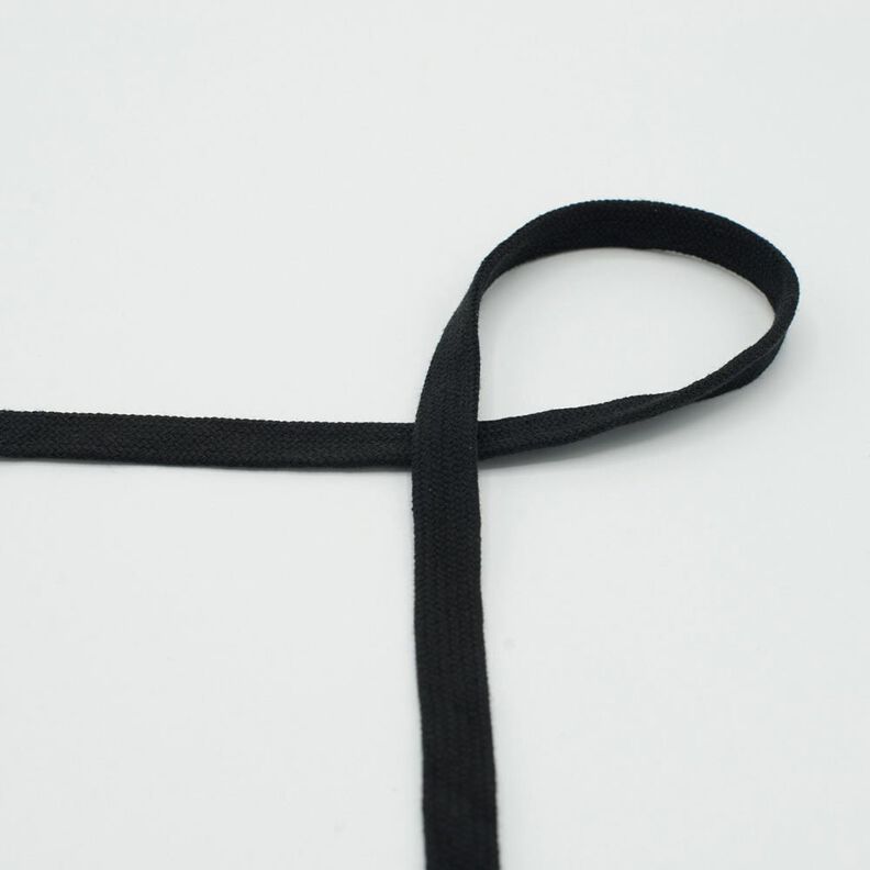 Flad kordel Hættetrøje Bomuld [15 mm] – sort,  image number 1