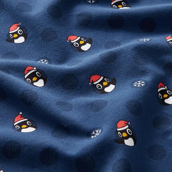 Bomuldsjersey pingvin med nissehue – marineblå,  image number 2