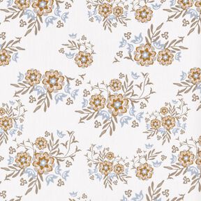 Bomuldspoplin fine blomsterbuketter &ndash; hvid/lysebrun, 