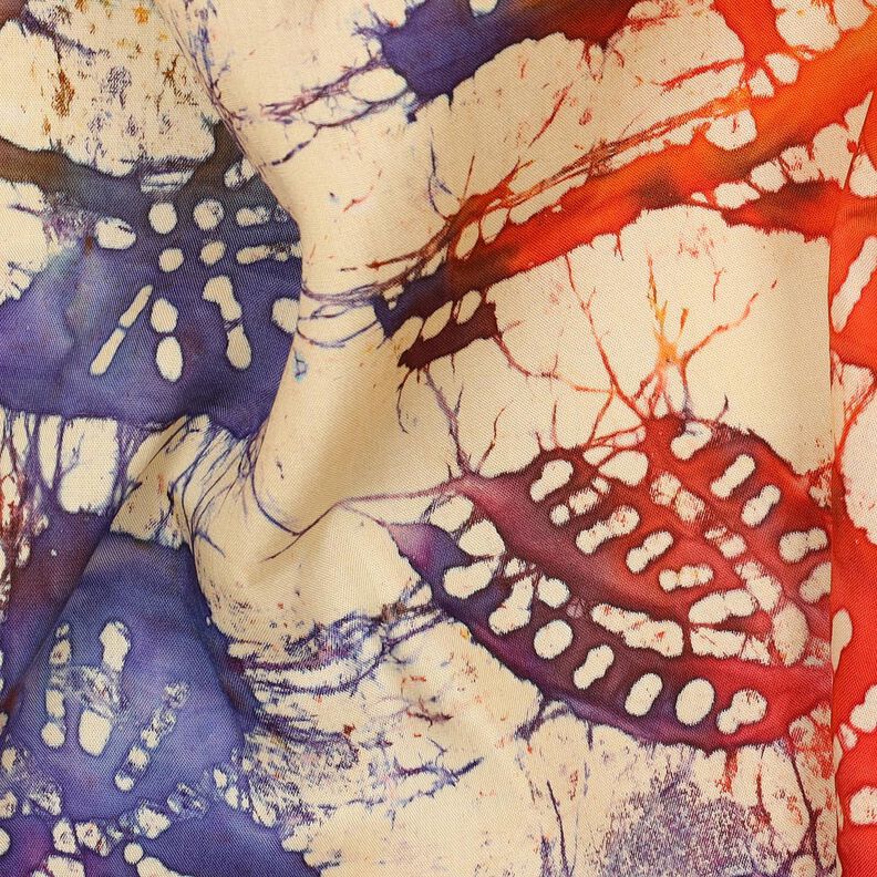 Viskosestof Batik-blade – sand/orange,  image number 2