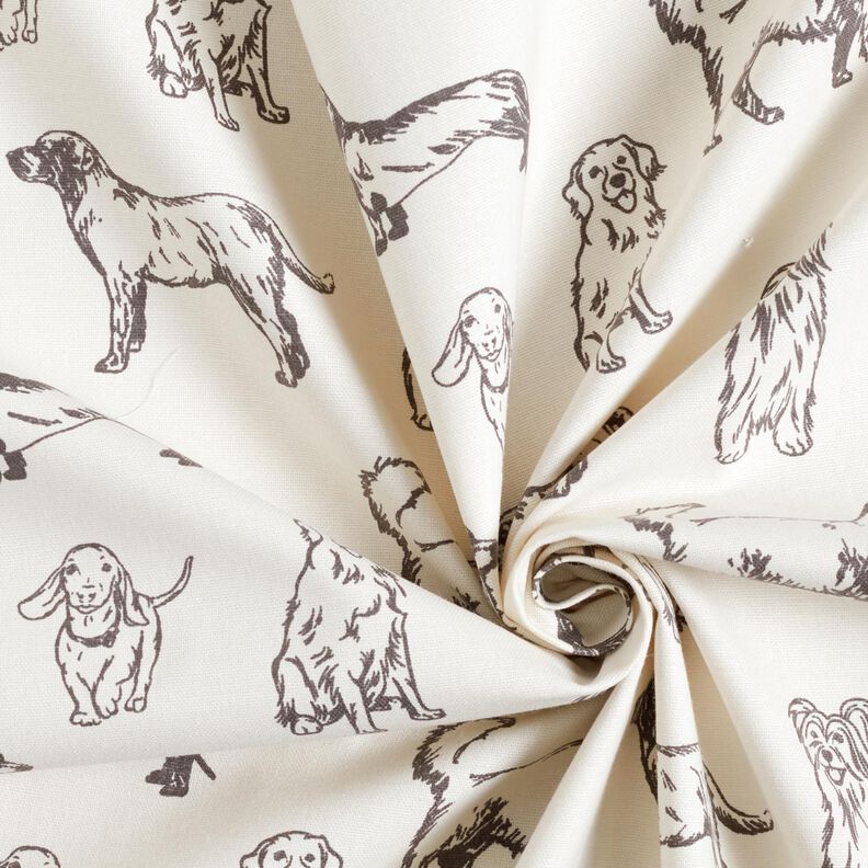 Dekorationsstof Canvas hunde – creme/grå,  image number 3
