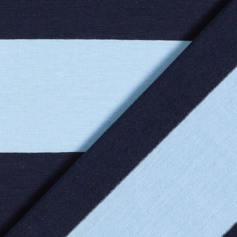 Bomuldsjersey blokstriber – lyseblå/marineblå,  image number 4
