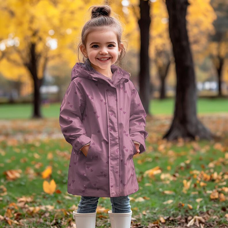 Stof til regnjakker små hjerter | Poppy Fabrics – lys gammelrosa,  image number 5