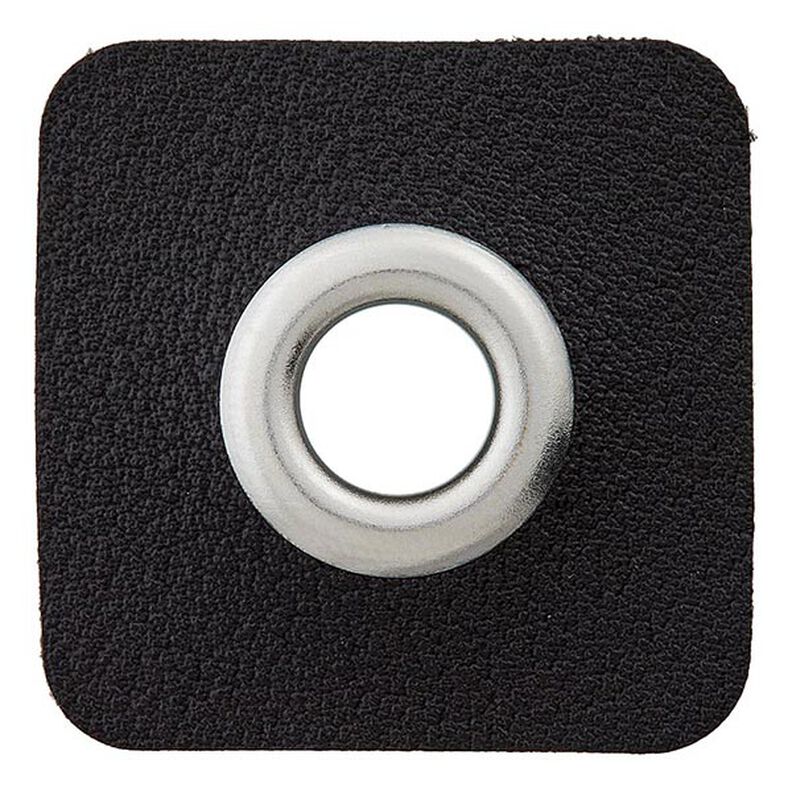 Læderimitat øskenpatch [ 8 mm ] – sort/sølv,  image number 1