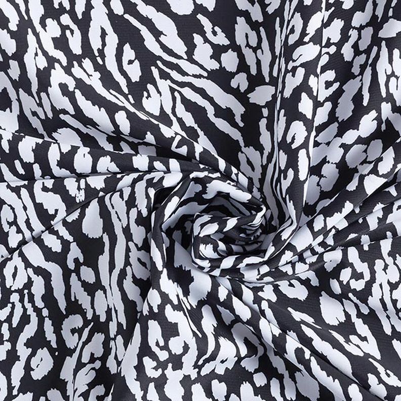 Badetøjsstof Leopardmønster – hvid/sort,  image number 3