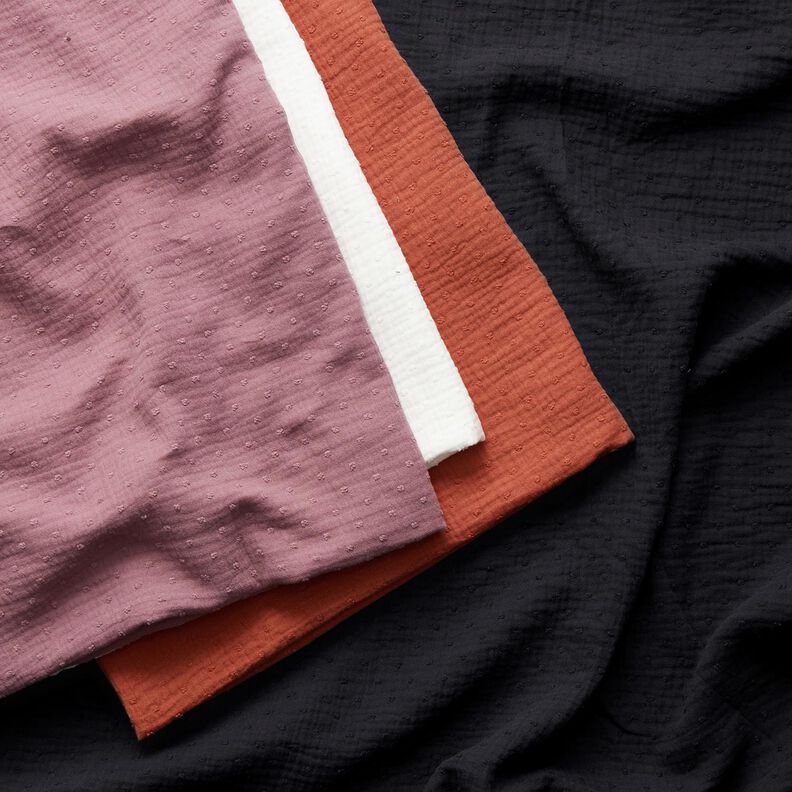 Musselin/Dobbelt-Crincle stof dobby – sort | Reststykke 70cm,  image number 7