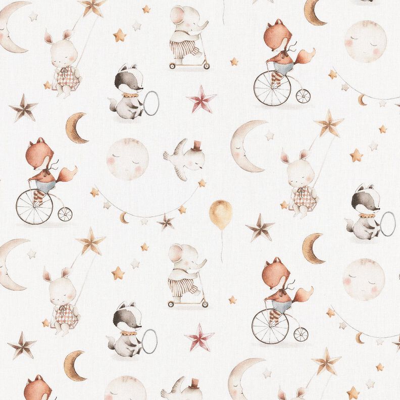 Bomuldspoplin Dyr i drømmeland Digitaltryk – uldhvid,  image number 1