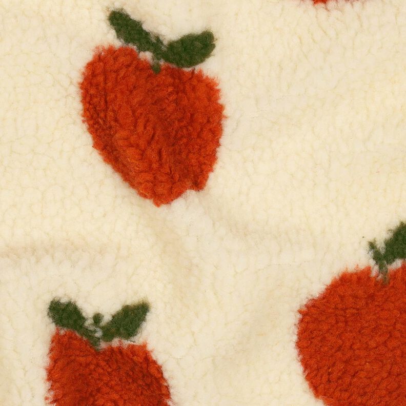Teddyplys æbler | Poppy Fabrics – uldhvid/terracotta,  image number 2