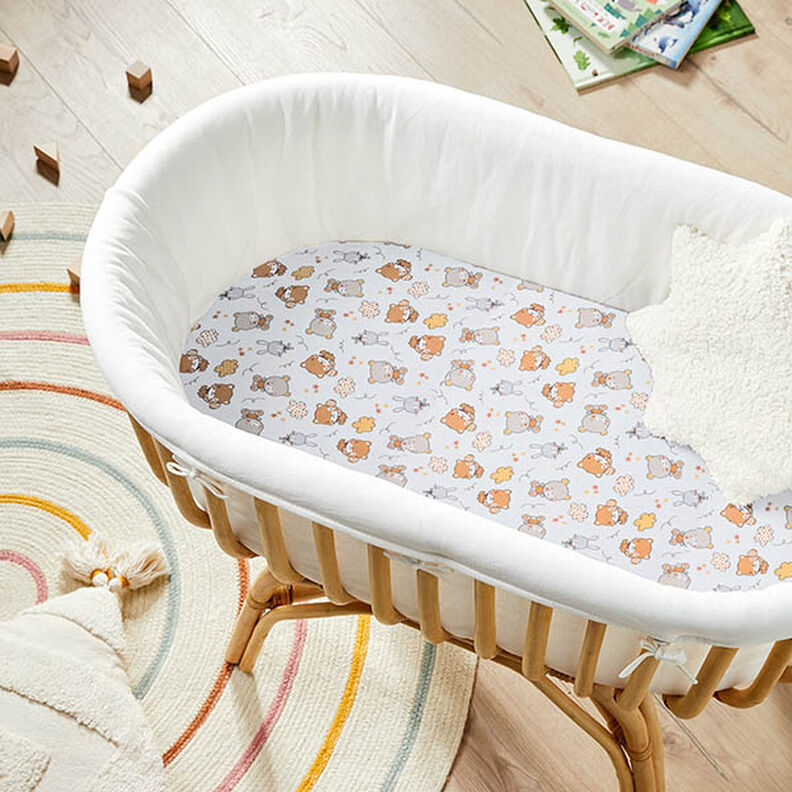 Cretonne små kaniner og bjørne – tågegrå,  image number 5