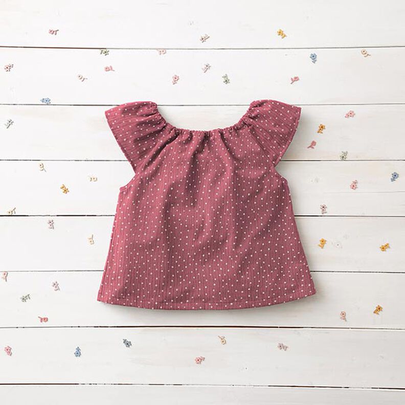 Musselin/Dobbelt-Crincle stof små prikker – gammelrosa/hvid,  image number 6