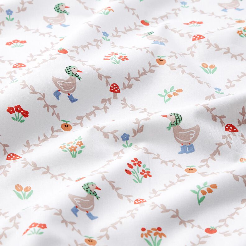 Bomuldspoplin Landhus Gæs – elfenben/mørkebeige,  image number 2