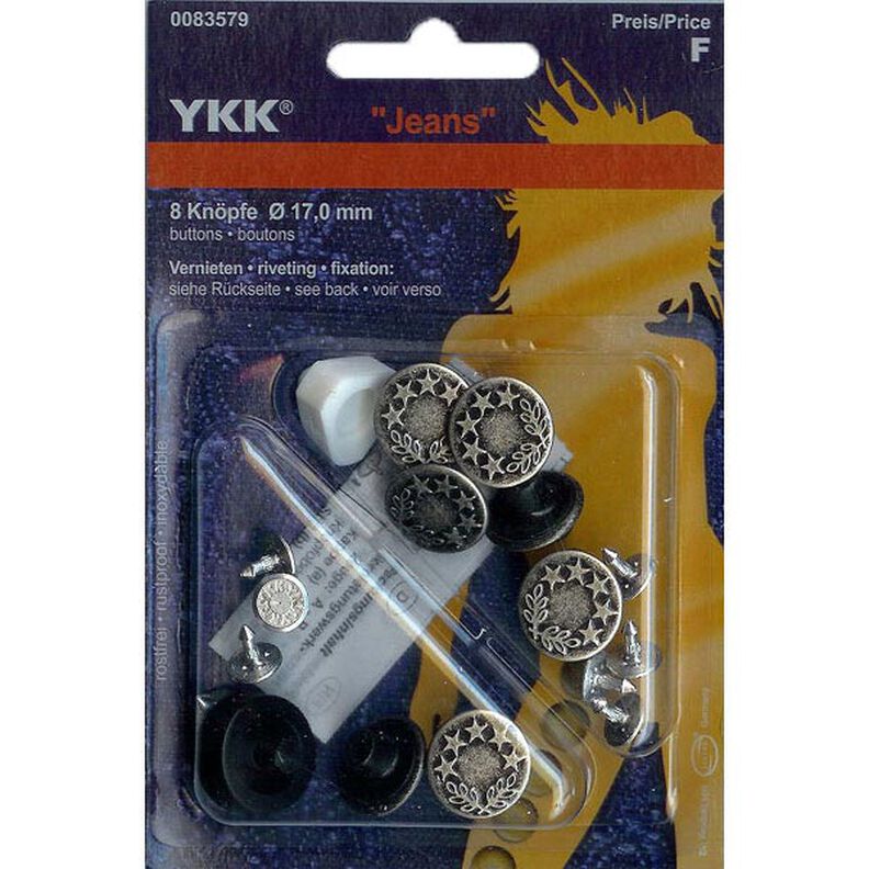 Jeansknap Laurbærkrans 3 – sølv | YKK,  image number 1