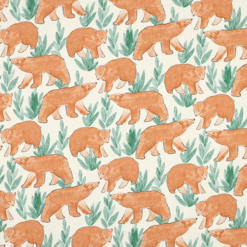 French Terry Sommersweat akvarel-bjørne Digitaltryk | Poppy Fabrics – uldhvid,  image number 1