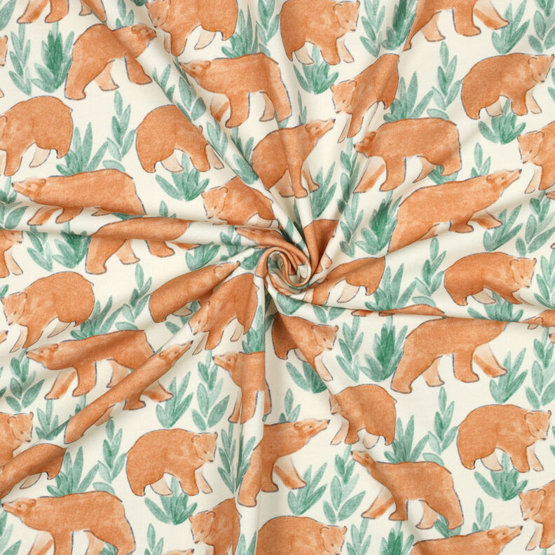 French Terry Sommersweat akvarel-bjørne Digitaltryk | Poppy Fabrics – uldhvid,  image number 3