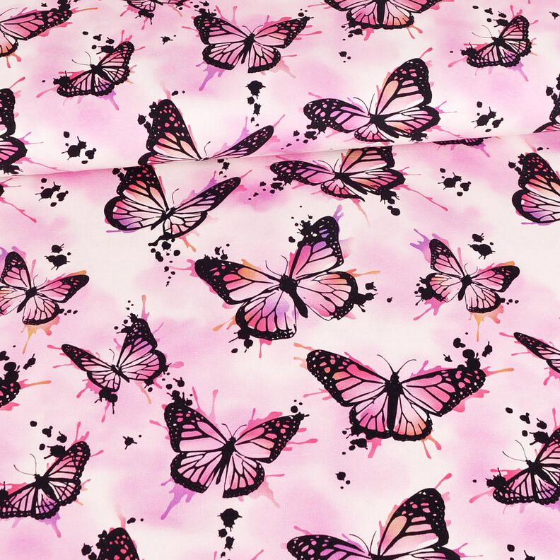 Bomuldsjersey Butterfly Splashes | Glitzerpüppi – pastelviolet,  image number 2