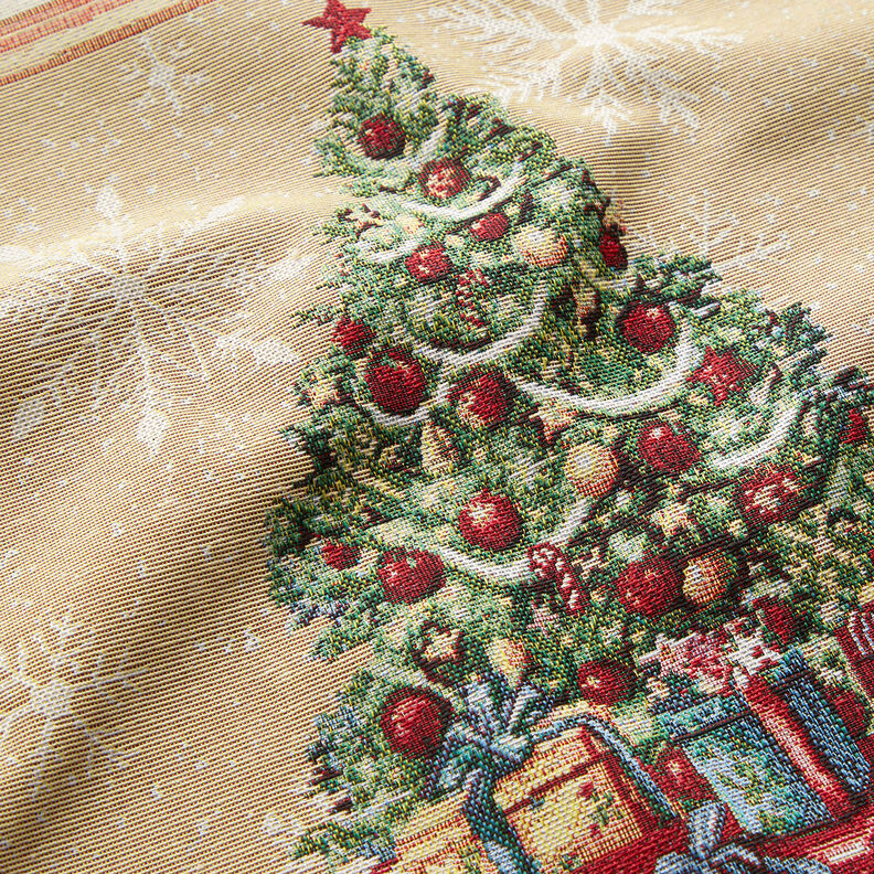 Dekorativt panelstof Gobelin grantræ – karminrød/lysebeige,  image number 2