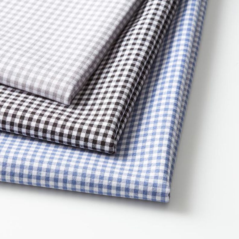 Bomuldspoplin Små vichytern, garnfarvet – grå/hvid,  image number 3