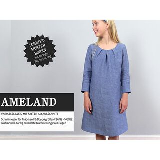 AMELAND kjole med læg ved halsudskæringen | Studio klippeklar | 86-152, 