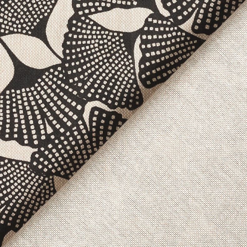 Dekorationsstof Halvpanama plettet ginkgo – sort/natur,  image number 4