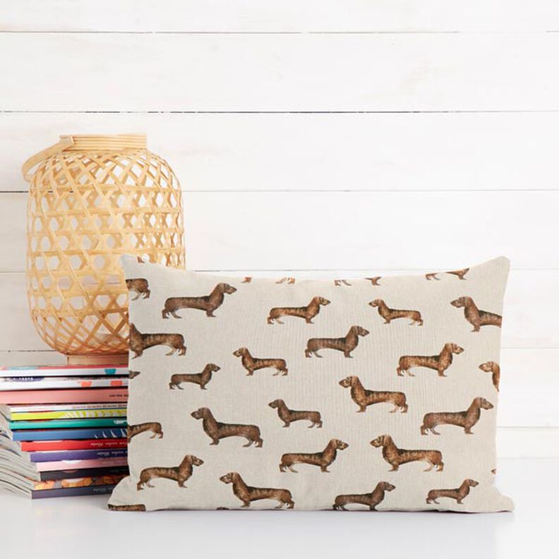 Dekorationsstof Halvpanama Gravhund – natur,  image number 6