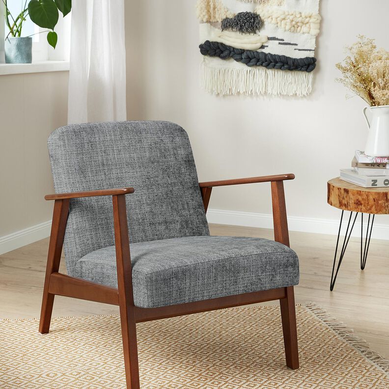 Polsterstof Chenille Ensfarvet – skiffergrå,  image number 5