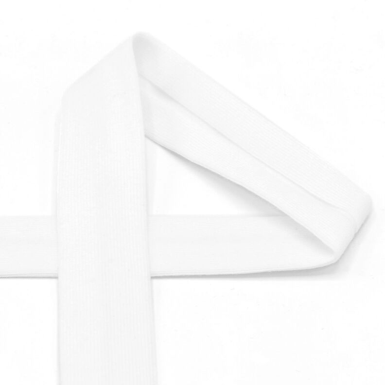 Skråbånd Bomuldsjersey [20 mm] – hvid,  image number 1