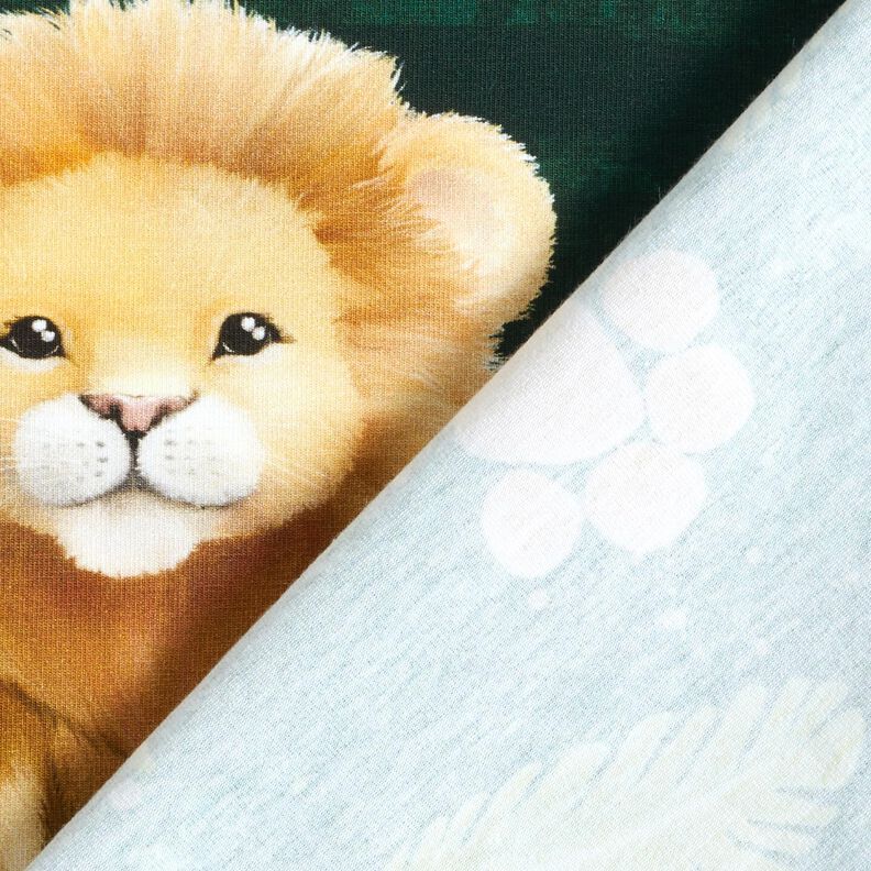 Bomuldsjersey sød løve Panel | Glitzerpüppi  – mørkegrøn/råbrun,  image number 5