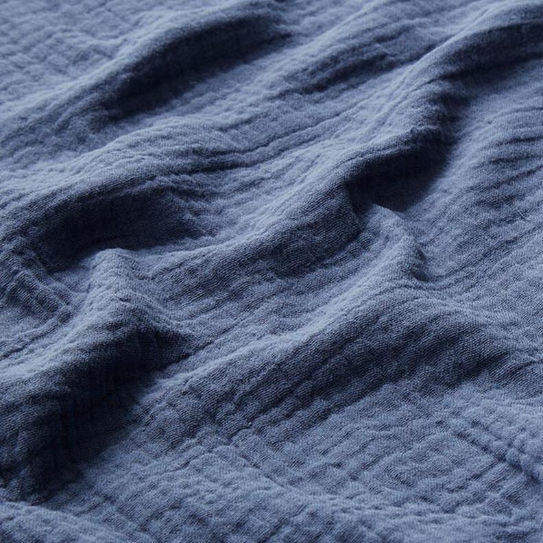 GOTS Musselin/Dobbelt-Crincle stof | Tula – jeansblå,  image number 3