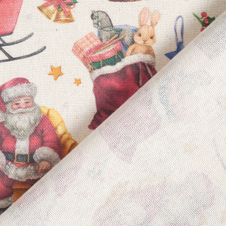 Dekorationsstof Halvpanama nostalgisk juletid – natur/rød,  image number 4