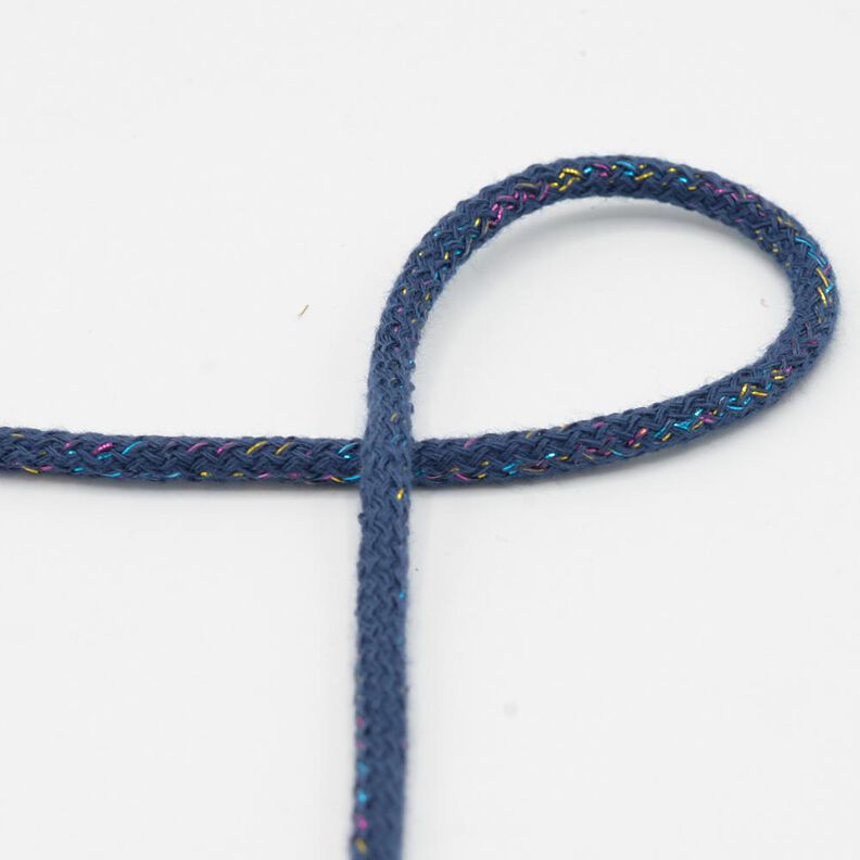 Bomuldskordel Lurex [Ø 5 mm] – jeansblå,  image number 1