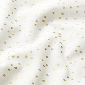 Bomuldsstof Poplin fine prikker – uldhvid/guld, 