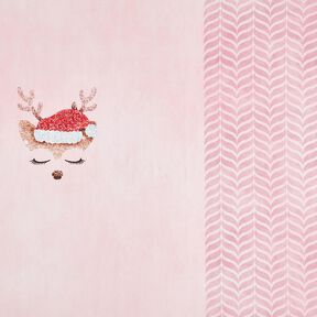 Bomuldsjersey Sovende glitterrådyr Panel | Glitzerpüppi – rosé/lys gammelrosa, 