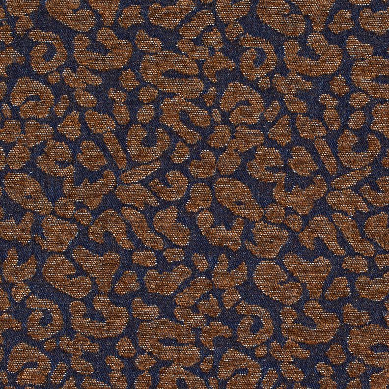 Buksestof i denimlook med leopardprint – mellembrun/natblå,  image number 1