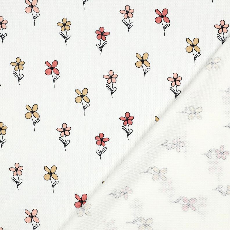 Vaflet jersey blomster | Poppy Fabrics – elfenben/apricot,  image number 4