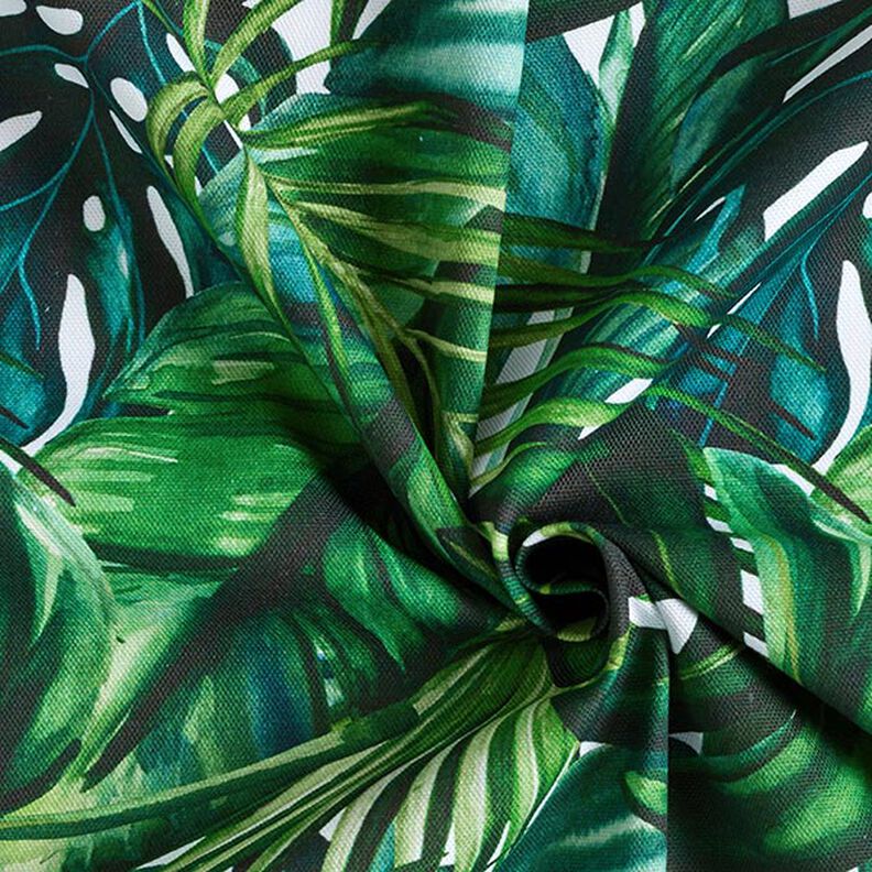 Dekorationsstof Halvpanama Palmeblade – grøn,  image number 3