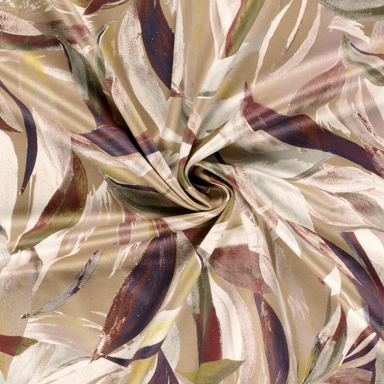 Bladvævning i stretchvelour – mocca/bordeaux,  image number 3