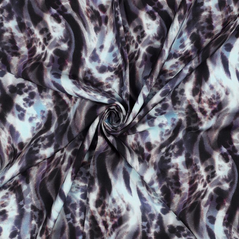 LENZING™ ECOVERO™ viskosestof dyreprint digitaltryk – sort-blå/isblå,  image number 3