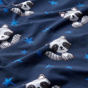 Bomuldsjersey Vaskebjørn med stjerner | Glitzerpüppi – natblå/sølv, 