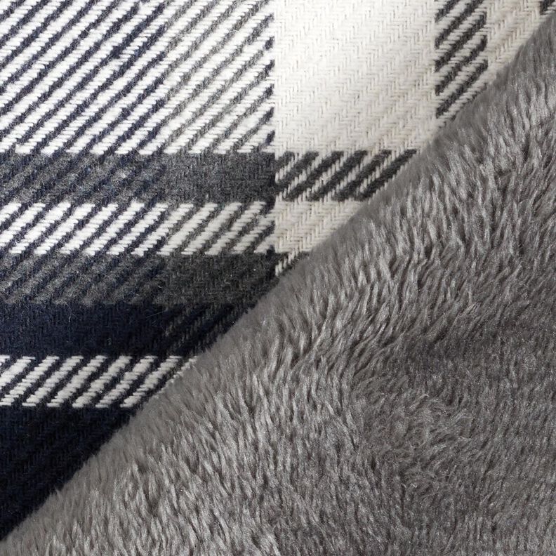 frakkestof med pelsbagside ternet – natblå/skiffergrå,  image number 4