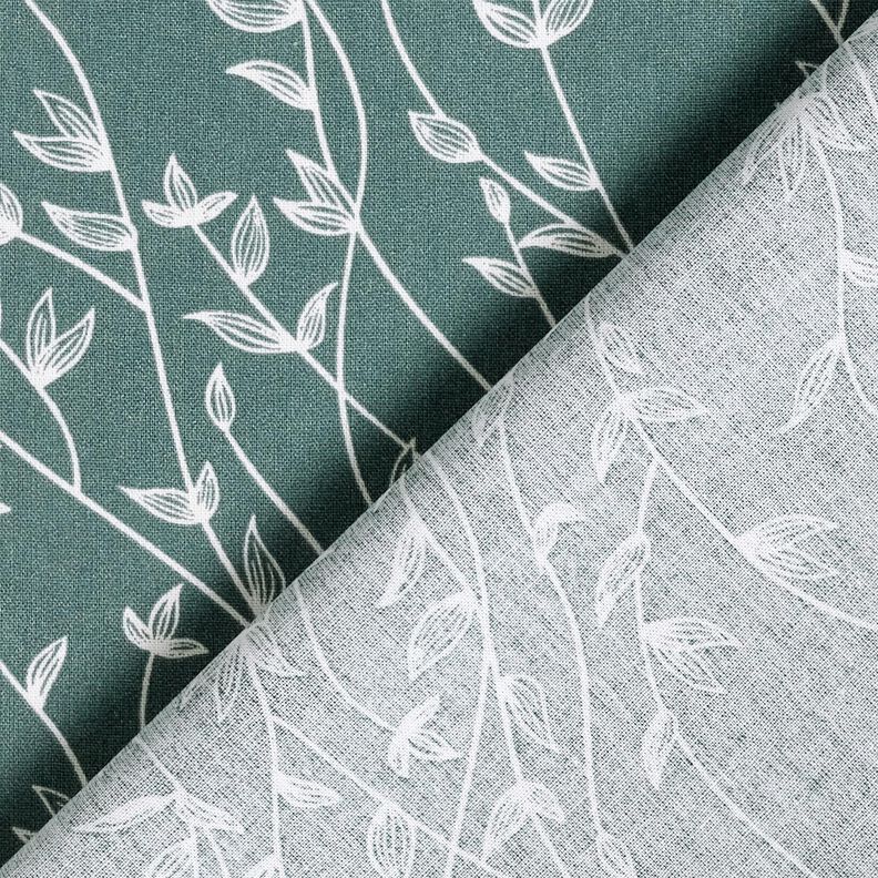 Bomuldspoplin bladranker – blågran,  image number 4