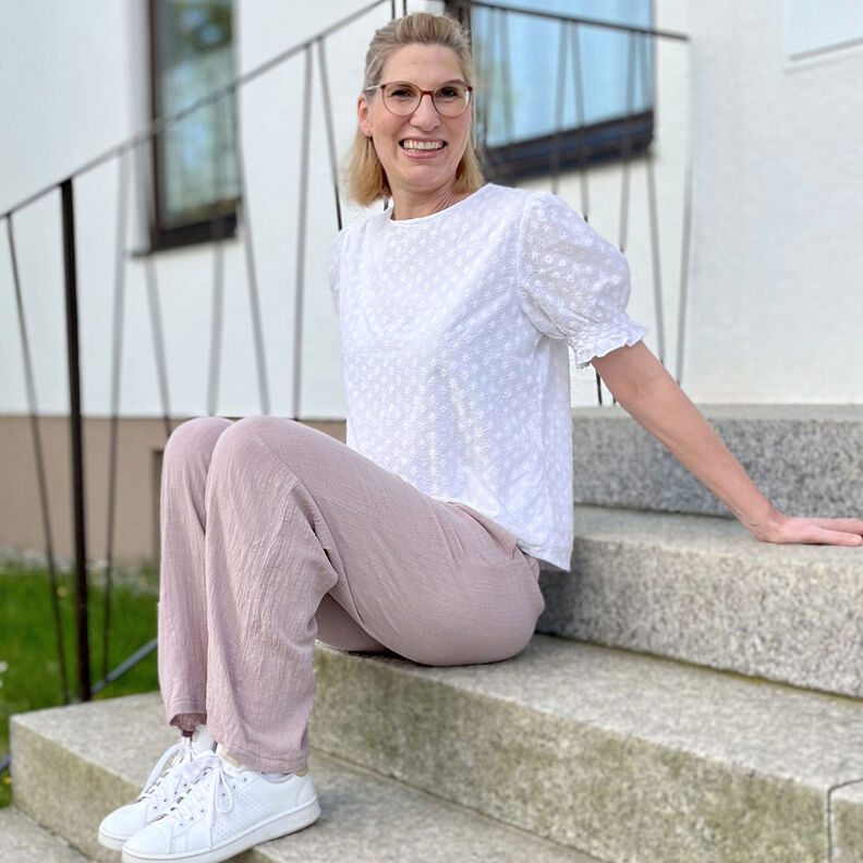 Bomuldsstof Hør-look – gammelrosa,  image number 5