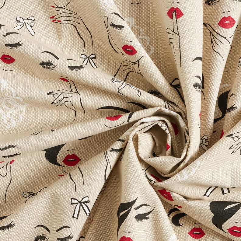 Dekorationsstof Halvpanama modeller – natur/karminrød,  image number 3