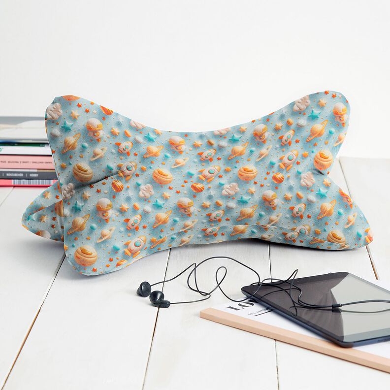 Bomuldspoplin univers Digitaltryk – lyseblå,  image number 6