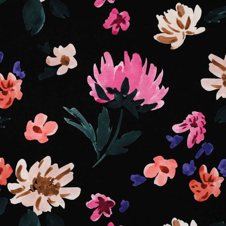French Terry Colette Digitaltryk | Nerida Hansen – sort/koral,  image number 1
