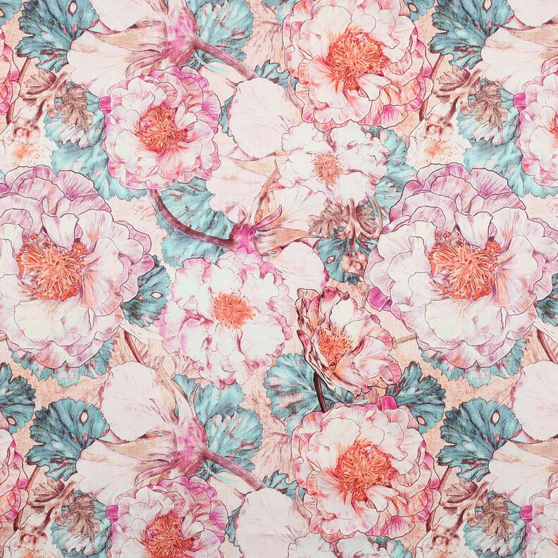 Bomuldssatin Japanese Anamone | Nerida Hansen – pastelviolet/aquablå,  image number 1