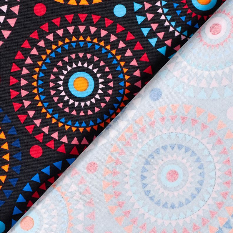 Badetøjsstof Mandala – sort-blå/ildrød,  image number 4