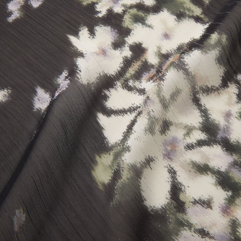 chiffon glitrende nålestriber i batiklook – sort/hvid,  image number 3