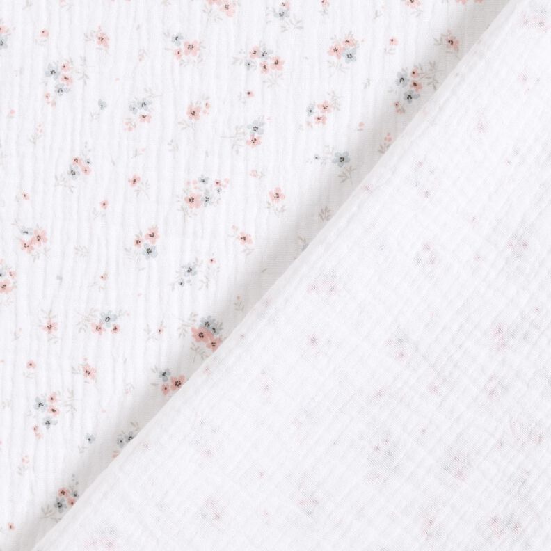 Musselin/Dobbelt-Crincle stof Romantiske blomster – hvid,  image number 4