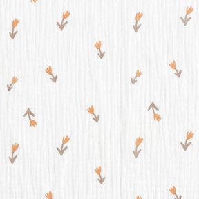 Musselin/Dobbelt-Crincle stof Blomster – elfenben, 